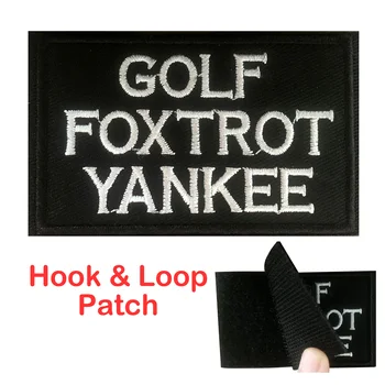 1TK Konks ja silmus Patch Golf Foxtrot Yankee 3D Tikitud PatchWith Pehme Aasa Plaaster Lisatud Taktikaline Paik Isikupärastamine