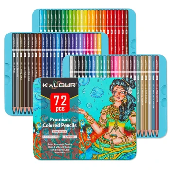 KALOUR 72pcs Premium Värvilised Pliiatsid Komplekt, Pehme Plii Core Eredad Värvid Pliiatsi Joonistus Värvimine Kihilisus ja Sketching