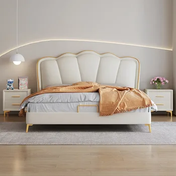 Lehe voodi lihtne, kaasaegne valgus luksus voodi pehme voodi