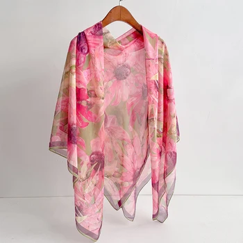 Luksus Brändi Naiste Ruudukujuline Sall 140cm Lõng Silk Suurrätikud Disain, Print Peapael Naine Suvel Peapael Wrapid Päikesekaitsetoodete Hijab 2023
