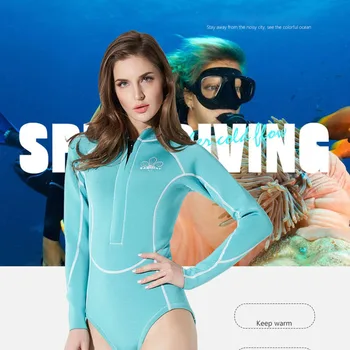 Pikad Varrukad naha Sukeldumisel ülikond sun-tõend Naiste 2MM Neopreenist Bikiinid Kummiülikond & Diving Parempidises Surfamine, Snorkeling Supelrõivad Suve