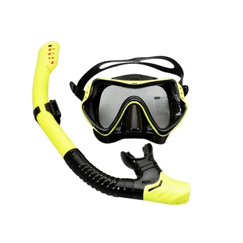 Professionaalne Scuba Diving Mask Snorkeling Set Silikoon Anti-Fog Kaitseprillid Prillid Bassein Seadmed Kollane+Must