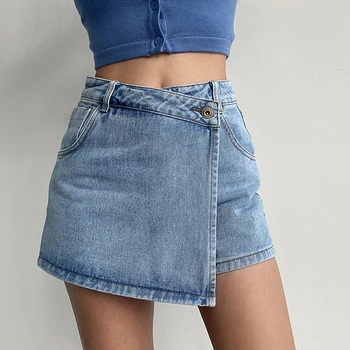 Rimocy Moe-Line Denim lühikesed Püksid Naistele 2023 Suvel Kõrge Vöökoht Seelik Püksid Naine Slim Streetwear Teksad Sinised lühikesed Püksid Naine