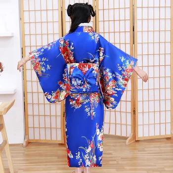 Satiin Uudsus Lapse Jaapani Kimono Hommikumantel Kleit Lapsed Uudsus Seksikas Klassikaline Cosplay Kostüüm Prindi Lill Tulemuslikkuse Riided