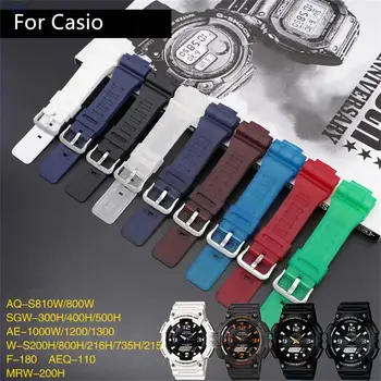 Silikoon Watchband jaoks Casio G-SHOCK AQ-S800 AQ-S810W 18mm Smart Sport Watch Accessorie Sweatproof Vastupidav Silikoonist Randmepaela