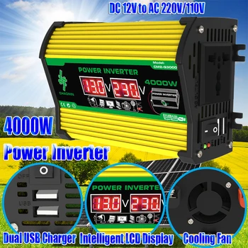 12V To 220V/110V Power Converter Dual LCD Ekraan, Intelligent Power Inverter Kiire Laadimine Auto Voltage Transformer RV Caravan