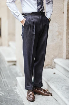 2023 Meeste Kevad-Sügis Uus Streetwear Pikad Püksid Meeste Kõrge Vöökoht Äri Kleit Püksid Meestele Office Sotsiaalne Sobiks Pant I248