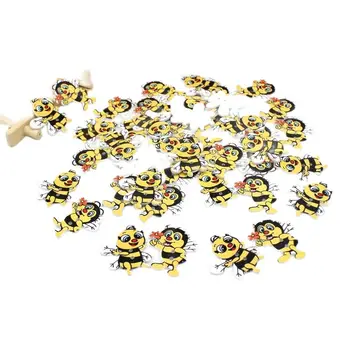 50tk/palju Cartoon mesilaste Nööpide Õmblemine Scrapbooking tarvikud Segatud 2 Auku Armas Multikas Dekoratiivne Puidust Nupud