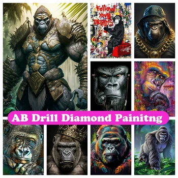 Ahv Gorilla Ape 5D DIY AB Diamond Maalikunst Mosaiik Tikandid Loomade Täis Ruut, Ring ristpistes Pilt Home Decor Kingitus