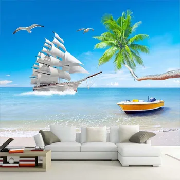 Beach Sea View Custom, 3D Photo jaoks Taustapildi Magamistuba TV Backgdrop Seina Suur Pannoo Maali Home Decor Loominguline Tuba Renoveerimist