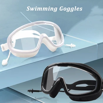 HD Anti-fog Ujumine Kaitseprillid Professionaalne Ujuda Prillid koos Kõrvaklappidega Suur Raam, Selge Klaasi Veekindel Silikoon ujumisprillide kasutamine