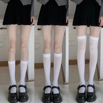Jaapani Stiilis Pikad Sokid, Naiste Sukad Lolita Magusad Tüdrukud Reie Kõrge Sukad JK Tahke Värv Must Valge Reie Kõrge Sokid