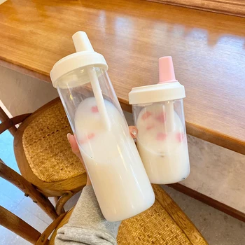 Kawaii Pearl Piima Tee Õled Klaasi Vee Pudel Naiste Õpilane Kaasaskantav Suure Mahutavusega Plastikust Mahla Boba Piima Tee Drinkware Cup