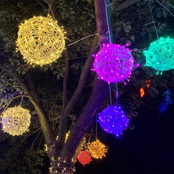 LED Festoon Väljas Veekindel Rotangist Palli String Tuled Jõulupuu Decor Pulmapidu Aed Kodu Kaunistamiseks Tänava Lamp