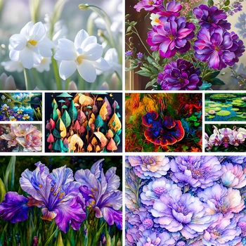 Lilled Iris Lotus Trükitud Lõuendile Cross-Stitch Tikandid Mustrid, Käsitöö-Õmblemine Kudumise Käsitöö Ehted Tuba Decor Hulgimüük