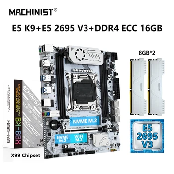 MASINIST X99 K9 Emaplaadi Combo Xeon E5 2695 V3 CPU Kit LGA-2011-3 Protsessor, 16 GB DDR4 ECC RAM Mälu NVME M. 2 WIFI USB 3.0