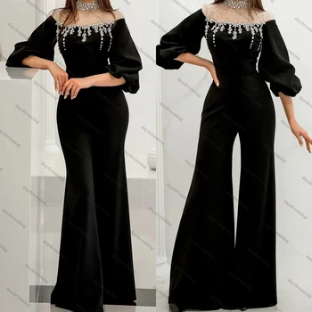 Must Ema Pruut Kleidid Crystal Pool Kleit Kõrge Kaeluse Custom Made Mood Elegantne Naiste Jumpsuits