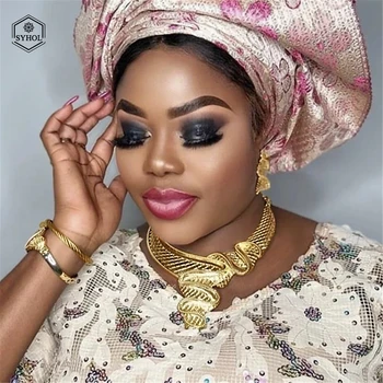 Nigeeria Naine ehtekomplekt Fashion Pulm Kaelakee, Kõrvarõngad ja Sõrmus Stes Klassikaline Ripats Disain Tasuta Kohaletoimetamine SYHOL