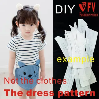 Riided lõikamine muster Laste riided cartoon lühikeste varrukatega kleit Struktuursete joonis 1:1 füüsiline paber muster CLQ14
