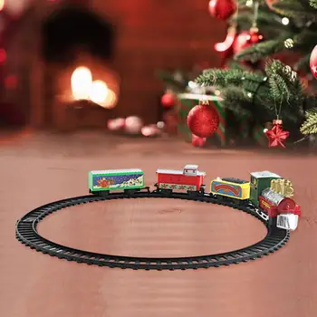 Rongi Raudtee Vintage Jõulud Elektrilised Rongi Mänguasi Tuled, Helid Liikuvate Rada Meelelahutus Kingitus Lastele Uue Aasta Kohal