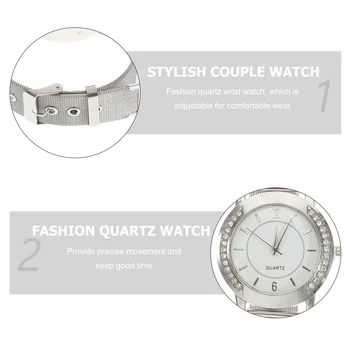 Stiilne Roostevabast Terasest Watch Fashion Quartz Watch Reguleeritav Vaadata Vabaaja Diamond Randmele Käekella Naistele Mees (Hõbe)